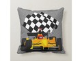 * Yellow Race Car with Checkered Flag Throw Pillow by Gravityx9 at Zazzle * Pillows are als…