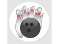 Bowling Ball And Ten Pins Classic Round Sticker via zazzle