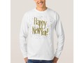 📷 * Happy New Year - Gold Text on White Confetti T-Shirt by NewYearsCelebration at Zazzle...