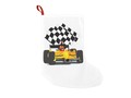 📷 * Yellow Race Car with Checkered Flag Christmas Stocking by #Gravityx9 at Zazzle * Availa…