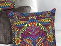 * Home Decor Decorative Pillow * Groovy Zen Doodle Art Accent Throw Pillow * Colorful, Groo…