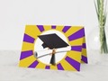 Graduation Cap w/Diploma - Gold & Purple Card