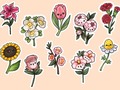 Flowers Kawaii Emotional Emoji Characters printable stickers via Etsy