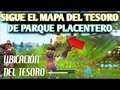 Me gustó un video de YouTube Sigue el mapa del tesoro de Parque Placentero, Desafíos Semana 7, Fortnite