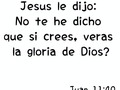 Juan 11:40  Jesús le dijo: ¿No te he dicho que si crees, verás la gloria de Dios?  #domingo #dios #jesus #gloria…