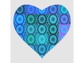 Blue Circle Tiles Digital Art Heart Sticker via zazzle