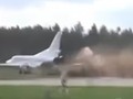 A fully loaded Russian heavy bomber skidded off a runway during a major military exercise
