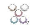 Double Line Round Paved Gems Surgical Steel Septum Clicker