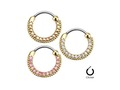Round Paved Gems Gold Tone Surgical Steel Septum Clicker