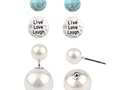 3 Pr Earrings-Live, love laugh