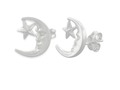 Sterling Silver Moon and Star Stud Earrings