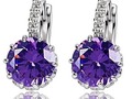 14K White Gold Plated Amethyst Lab Crystal Earring