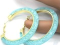 18k Swarovski Aqua Hoop Earrings