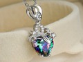 Mystic Topaz and Crystal Heart Necklace