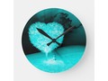 Heartfelt Turquoise Round Clock via zazzle
