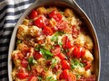 Halve grape tomatoes as a topper for this casserole. #recipe #food
