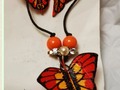 Juego Mariposa Monarca Collar y Aretes