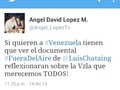 Si no la han visto veanla! #FueraDelAire de @hectorpalma17 @luischataing @jorgitalentofemenino es una genialidad a #Venezuela les hará pensar a donde vamos como país y que queremos para nuestro futuro. Lo que hicieron con el mensaje de #RennyOttolina fue fantástico, un obsequio especialmente para quienes trabajamos y vivimos en el valioso mundo de la comunicación #GRACIAS el show debe continuar!