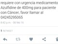 @NotiPromar #ServicioPublico Se requiere con urgencia medicamento Azulfidine de 400mg para paciente con Cáncer, favor llamar al 04245295065 #Barqusimeto #Lara