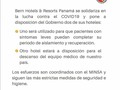 Gracias a la familia bern por tan valioso apoyo al poner a disposición 2 de sus hoteles para poder combatir la pandemia que esta en.nuestro pais si noa unimoa.vencemos