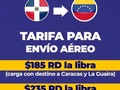 Somos tu mejor opción de envío a Venezuela🇻🇪😍  TE ESPERAMOS DE LUNES A SÁBADO 🇻🇪🇩🇴 ¿Quieres más información sobre esta salida? ¡Sigue leyendo aquí! @itcexpressrd   🇩🇴➡️🇻🇪 >>   185 pesos la libra (Caracas y La Guaira)  235 pesos la libra (interior del país). No tiene que pagar ningún costo adicional.  Tráenos tus paquetes a cualquiera de nuestras sedes ubicadas en:  📍Calle Desiderio Arias, n.54, Local 3, Bella Vista, Santo Domingo (detrás del Plaza Lama, Av. Winston Churchill).  📍 Ensanche Ozama, esquina calle Hermanas Carmelitas con Octavio Mejía Ricart. Toldos Naranja, Santo Domingo Este.  Y si tienes alguna otra duda, ¡déjanos un comentario!  #ITCExpress #EnviosAVenezuela #Envios #venezolanosEnElMundo #VenezolanosEnRD #SantoDomingo #dominicanrepublic