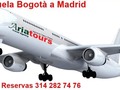 Vuela Bogotà Madrid. Consulte tarifas segùn fecha de viaje y clase. Mas info sobre otros destinos internacionales o nacionales. Info y reservas 3142827476 Of calle 14 Nº14 - 21 centro Granada. #AriatoursTeLleva.