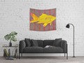 Gold Fish on a Striped Background Wall Tapestry