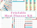 PRINTABLE Meal Planner Planning Kit - Bright Rainbow Fun Colors - get organized by NolaRejeweled