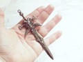 Medieval Creature Dragon Beast Sword Knife Charm Pendant with Blue Rhinestone Eyes RARE - Harry Potter, Griffindore by NolaRejeweled