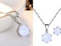Elegant Faux Opal Pendant Chain Necklace Set ONLY $3 Shipped
