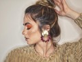- Girasoles en vinotinto -  Model : @pamelagarcial  Makeup: @daniellavillalbamakeup  Photography: @cindyvillalba • • #azbaccesorios #handmade #jewelry #fashion #nyc