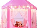 Carpa castillo de princesa para niñas, tienda de campaña hexagonal grande para jugar, casa de juegos con luces de estrella, para juegos en interiores y exteriores, color rosa.   Precio: 65$  Reservalo ya ! 💕💙💕  Wathsapp y llamadas 📲0424.890.05.00  #baby #jugueteria #juguetes #disfraces #superheroe #islademargarita #castillo #princesas #carpa #tienda