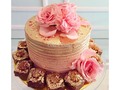 #cake #brownie #gold #rosegold #floralcake #pink #happybirthday #bakedvanillapasteleria