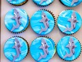 Sharks 🦈 for Duncan’s Birthday Party  #cupcakes #sharkcupcakes #birthday #birthdayparty #birthdaycupcakes