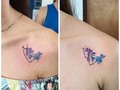 #tattoo de hermanas 😍 queremos mostrarles cómo se ve recién hecho y como empiezan a verse los tattoos en reposo. Cuando dejas descansar el área al menos 20 minutos. Los colores se van asentando y el enrojecimiento disminuye... y con los días estarán mucho mejor. Agendas? Escríbenos para la más completa asesoría... 311 7532563 #tattoo #tattoolife #littletattoo #sistertattoo #capricorntattoo #moontattoo #freshtattoo #tattoosofinstagram #inked #tatuajes #pereira #pereiracity #nofilter