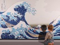 La gran ola de kanaguawa, del artista japonés Katsushika Hokusai, 'La gran ola' es en realidad una vista del monte Fuji, En aquellos días, el monte Fuji era visto como una deidad protegida, espectacularmente visible desde Edo, el Tokio moderno. Provocaba cierto temor, por la posibilidad de una erupción del volcán, pero también adoración, pues la nieve de su cima era su fuente de agua, y algunos pensaban que guardaba el secreto de la inmortalidad. @duquearangogaleria 150x200cm óleo sobre lienzo #lagranoladekanagawa #fineart