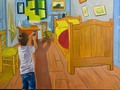“VAN GOGH” de la serie “MÁSTER OF PAINTING” 2023, óleo sobre lienzo. Dormitorio en Arlés. En una de sus cartas, Van Gogh explicó su motivación para pintar esta obra, expresando su deseo de transmitir la tranquilidad y la simplicidad de su dormitorio a través del simbolismo de los colores. @duquearangogaleria