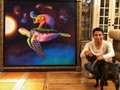 eres como la noche, callada y constelada...🌌 Autor de la pintura: Carlos Bazán #artelatinoamericano #pabloneruda #artechocholteco #tortuga #perro #sol #infinito #artemixteco #arteoaxaqueño #carlosbazan #estrellas #estrellafugaz #artemexicano