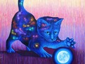 Día del gato 🌒 🌓  Título: Orion  Autor de la pintura: Carlos Bazán  #artemexicano  #artelatinoamericano #estrellas #gatos #artist #art #gato #universo #diadelgato #luna #noche #tigres #tigredebengala #infinito #estrellas #cat #cuidemosalosanimales #gatito