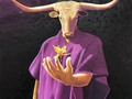 ‘’La bestia y la flor’’ Autor: Carlos Bazán   #artemexicano #CarlosBazán #toro #orquidea #flor #arteoaxaca