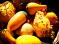 Vignette Photo of Decorative Gourds in a Wicker Basket - Fall Season w/ Autumn Colours