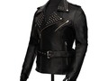 Biker clásica con taches metálicos macizos.  #realleatherisforever  #lachaqueteria