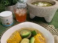 Así quedó mi comida !!🇲🇽 🚦P: Carne de res magra 🚦V: Calabazitas 🚦C: Elote 🚦Gs: Aguacate  Y mi salsa deliciosa a comer 😍😍😍 #Comida  #GuiaDeNutricion