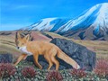 (via Red Fox in the Rocky Mountains Acrylic Painting - Virily )