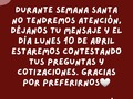 Volvemos a hablar el lunes 10 de Abril 💫👩🏻‍🍳🗓 deseamos que tengan una excelente semana santa, abrazos!! ❤