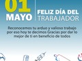 Feliz Día del Trabajador a todos los que luchan día a día para construir un mundo más justo y equitativo. ¡Tu esfuerzo y dedicación son una inspiración para todos nosotros!