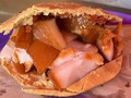 Chicharrón gordita fried and later stuffed with pork belly confit AKA barriga.  #gordita #deepfried #porkbelly #mexico #cdmx #mexicocity #mexicanfood #food #foodporn #foodie #foodpornography #foodblogger #foodstagram #foodpic #foodtour