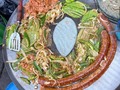Some great stuff are happening here! Chorizo, onions, cactus pads and some beautiful blue corn and beans tlacoyos. Life is beautiful!  #mexico #mexicocity #mexicanfood #food #foodporn #foodie