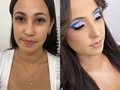 ✨ANTES & DESPUÉS✨  Maquillaje full color en tonos azules y lilas🥰🌸 una propuesta bastante llamativa y adaptada al look social, para aquellas que desean lucir más vibrantes🥰🔝  Hicimos correcciones de piel y además utilizamos una base con acabado matte, quise que el brillo y el protagonismo de lo llevaran los ojitos🥰🔥  Este maquillaje lo hicimos en el curso personalizado que realizó mi alumna @andremakeup___ 💄🌸   📍Agenda abierta para cursos personalizados | solicita infor dando click al link de mi perfil✨✍🏻