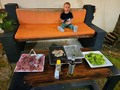 My dylan en su mini bbq 🍖